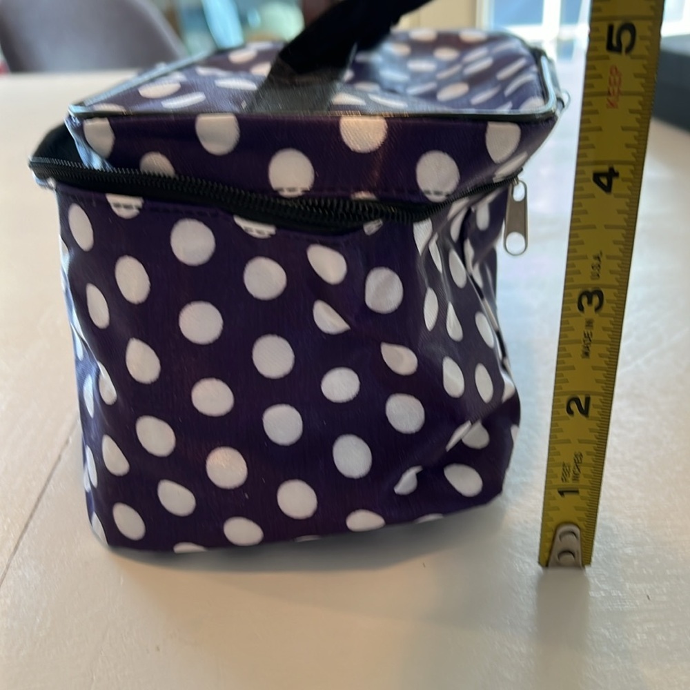 Purple with white polka dots, small soft-sided train case - Picture 8 of 8
